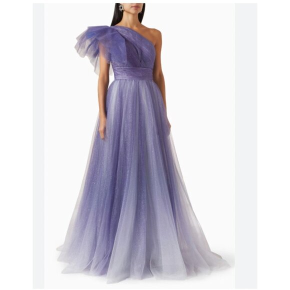 Mac Duggal Dresses & Skirts - Mac Duggal 20377 Dress Womens 2 Purple One Shoulder Tulle Glitter Gown Prom Even